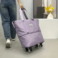 Luggage Bag with Wheels Dry and Wet Separation Large Capacity Fitness Yoga Bag Portable Travelling Clothes Storage Bag
