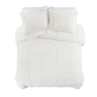Shaggy Faux Fur 3 Piece Ivory Comforter Bed Set, Comforter and Shams bedding set Home Textile