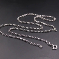 Real 18K White Gold Chain For Women Female 2.5mmW Rolo Necklace 18''L Gift 18K Gold Jewelry Au750