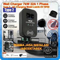 Wall Charger 7kW 32A 1 Phase Type 2 AC Charging Mobil Listrik EV RFID 7kW 1 Phase