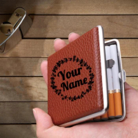 Logo Custom Cigarette Holder for 20 Cigarettes, Leather Cigarette Case/ Cigarette Box,deal Gift for Smoker, Bestman Gift