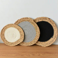 Hulu grass cotton rope mixed woven meal mat, insulation mat, coaster mat, Nordic woven plate mat, home pot mat