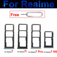 SIM Card Tray For OPPO Realme 7 5G 7Pro 7i Global Asia Dual Sim Card Slot Tray Holder Micro SD Card Reader Adapter Repair Parts