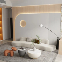 Rock fabric sofa modern minimalist cream creative curved light French
