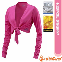 【荒野 WildLand】女 抗UV排汗綁帶袖套衣.防曬外套_W1805-09 桃紅色