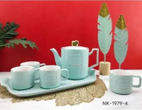 7 pc Tea set Tea Cup Coffe Set Coffe Cup Ceramic With Electroplate Gold Design Gelas Teh Kopi Kerami