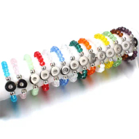 Colorful Beads Snap Bracelet DIY Charms Bangle Fit 18mm Snap Buttons Jewelry For Women ZE505E