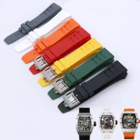 Watch strap accessories For Richard Mille Rm011 Replace Original Rubber Silicone Fold Buckle Men's waterproof Bracelet 25mm-20mm