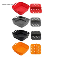 R9CD Silicone Air Fryers Liner Basket Reusable Air Fryers Accessories with Divider