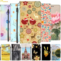 Leather Cases For Samsung S20 Ultra Book Flip Cover Luxury Wallet Bags For Samsung Galaxy A30S A20 Case Painted Christmas Deer