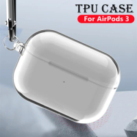 For Apple AirPods 3 Case Wrap Crystal Clear TPU Protective Cover with Buckle Hook For Airpods3 Air Pods3 Fundas Anti-knock Case