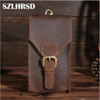 for Apple iPhone 11 Pro Max XS 6S 7 8 Plus XR Genuine Leather Mobile Phone Cover Case Pocket Hip Belt Pack Waist Bag Father Gift