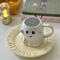 Cute Ghost Water Cup Creative Ceramic Mug Afternoon Tea Coffee Cup Breakfast Milk Cup Household Drinking Set Halloween Gift