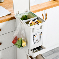 日式廚房垃圾桶新款二層三層垃圾桶干濕分離可移動垃圾桶帶輪