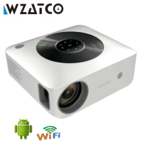 WZATCO H1 white Full HD 1920*1080P 4K Projector Android WiFi LED Portable Proyector for Home Theater Movies Smart Phone Beamer