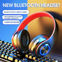 Headset Wireless Bluetooth Headset Colorful Luminous Card-Inserting Game Music Sports Support Mobile Phone Computer