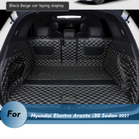 The Trunk Cargo Leather Liner Car Trunk Mat Cargo Compartment Floor Carpet Mud For Hyundai Elantra Avante i30 Sedan 2021