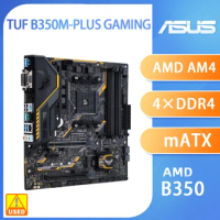 Used Motherboard ASUS TUF B350M-PLUS GAMING DDR4 64GB PCI-E 3.0 M.2 RJ45 AMD CrossFireX Micro ATX AMD B350 Chipset AM4 Socket