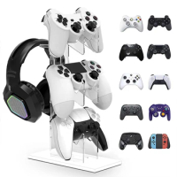 3 Tier Game Handle Desk Display Stand For Xbox Switch PS4 P S5 Acrylic Games Controller Headset Hanger Holder Accessories