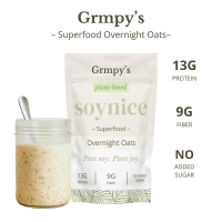 Grmpy's Overnight Oats | Soynice – 13g Protein, 9g Fiber, No Added Sugar, Plant-Based Superfood (Bun