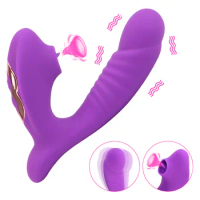 Wearable Dildo Vibrator Clitoris Sucker Clit Stimulator Tongue Licking Vibrator Vagina Massager Sex Toys for Woman Sex Shop