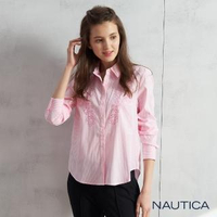 【NAUTICA】女裝立體刺繡長袖襯衫(粉色)