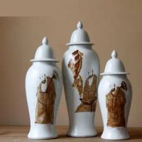 Chinese European Modern Mediterranean Vase Vintage Home Furnishing Ceramic Vase Jingdezhen ceramic temple jar vase