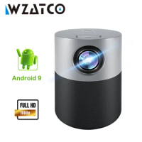 WZATCO E9A LED Mini Projector Full HD 1920*1080P Android 9.0 WIFI Blutooth Beamer 4k Video Smart Projector for Home Theater