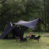 Without Poles!Vidalido Black Plastic Awning S Size Canopy Outdoor Camping Sunshade Tarp UV Sunscreen Heat Insulation Vinyl Tent