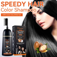 Hair Coloring Natural Ginger Fast Dye Permanent Black Hair Dye Shampoo With Comb For Women And Men Gray Hair Covering Removal