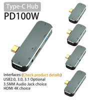 Powered Type C to USB TypeC to 3.5MM Jack USBC PD Type-C to HDMI Adapter Converter Hub Splitter Docking Station for MacBook