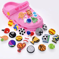 Cartoon for Crocs Football Volleyball Hockey Shoe Charms for Clogs Bubble Slides Sandals PVC Shoe Decorations Accessories