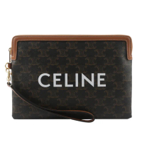 【CELINE】Triomphe 凱旋門標誌牛皮拉鍊卡夾/零錢包(棕褐色)