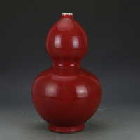 大清乾隆紅釉葫蘆瓶古董古玩收藏真品老物件仿古瓷器老貨