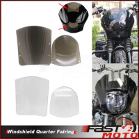 Quarter Headlight Fairing Motorcycle Replacement Windscreen Kit For Harley Sportster 1200 Iron 883 XL883N 1988-up Dyna 95-05