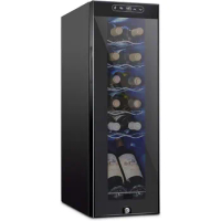 12 Bottle Compressor Wine Cooler Refrigerator w/Lock | Large Freestanding Wine Cellar