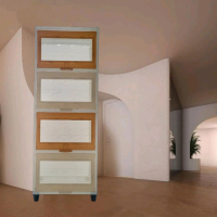 Lemari Pajangan Serbaguna GLASS CLUB WIDE FLIP KACA Tingkat 4 RAK Susun Plastik pajangan tas / sepat