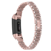 Band for Fitbit Charge 3 Stainless Steel Strap Women Bracelet replacement for Fitbit Charge 3 Smart tracker band accessories