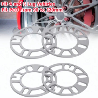 4Pcs Universal 5mm Alloy Aluminum Wheel Spacers Shims Plate For 4/5 Stud Wheel 4x100 4x108 4x114.3 5x100 5x108 5x110 5x115 5x120