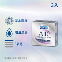 【Durex杜蕾斯】AIR輕薄幻隱潤滑裝衛生套3入(保險套/保險套推薦/衛生套/安全套/避孕套/避孕)