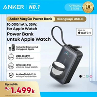 Anker MagGo Power Bank for Apple Watch 10,000 mAh Compact Battery Pack Built-in USB-C Cable 35W Max