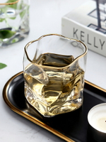 家用威士忌酒杯創意金邊洋酒杯水杯日式水晶透明玻璃杯子
