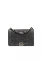 Chanel 二手香奈兒中菱格紋牛仔布Boy Flap包