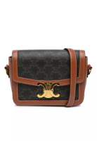 CELINE 二手 Celine Teen Triomphe 塗層帆布和小牛皮 Triomphe 斜背包