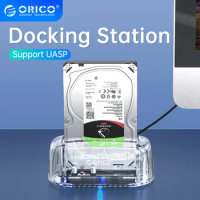 ORICO 3.5 Inch HDD Docking Station Transparent SATA to USB 3.0 5Gbps Hard Drive Docking Station Support 2.5/3.5 HDD Adapter
