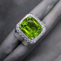 natural unheated paridot 8ct Ring silver 999.9 handmade size 19