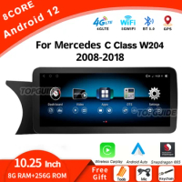 TOPGUIDE 10.25'' Android 12.0 Car Radio For Mercedes W204 W205 2008-2018 WiFi 4G Carplay Auto Stereo Multimedia GPS Player DSP