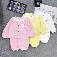 Bộ Đồ Ngủ Lông Thỏ Cho Bé 8-30kg Siêu Mềm Mịn, Giữ Ấm, Cổ Ren Dễ Thương B33
