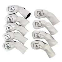 9pcs Golf Club Covers, Premium PU Leather Covers Set for All Wood Clubs, No.4 / 5 / 6 / 7 / 8 / 9/ P / S / A