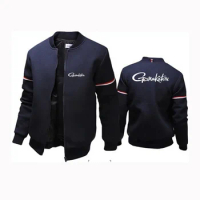 2024 Spring Autumn New Gamakatsu Fishing Style Printing Men Zipper Flight Jacket Casual Streetwear Male Simple Fashion Man Coat